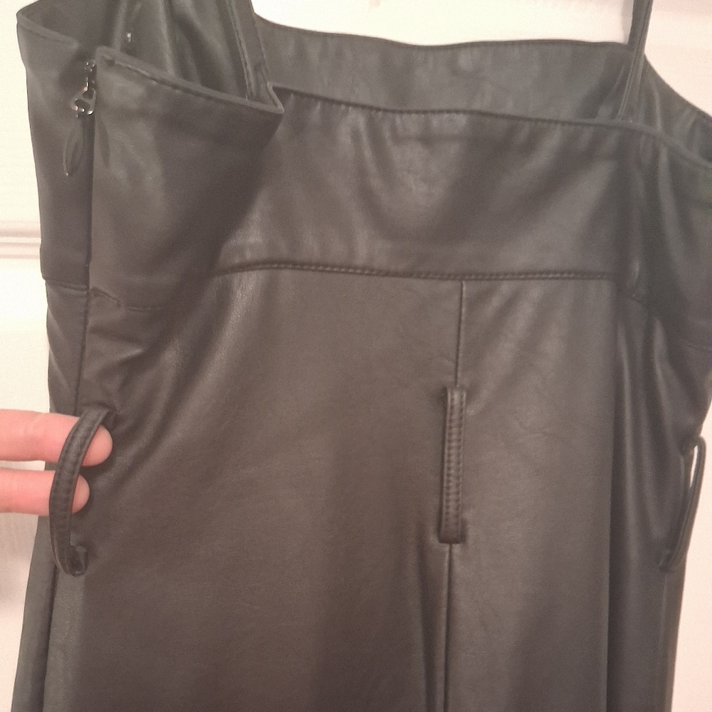 FREE PEOPLE Vegan Leather Black Mini Dress. Size Small - Picture 2 of 10